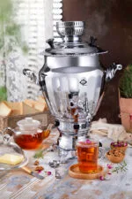 سماور گاز سوز نگین سیمین عالی نسب - 6 لیتری - تصویر 2